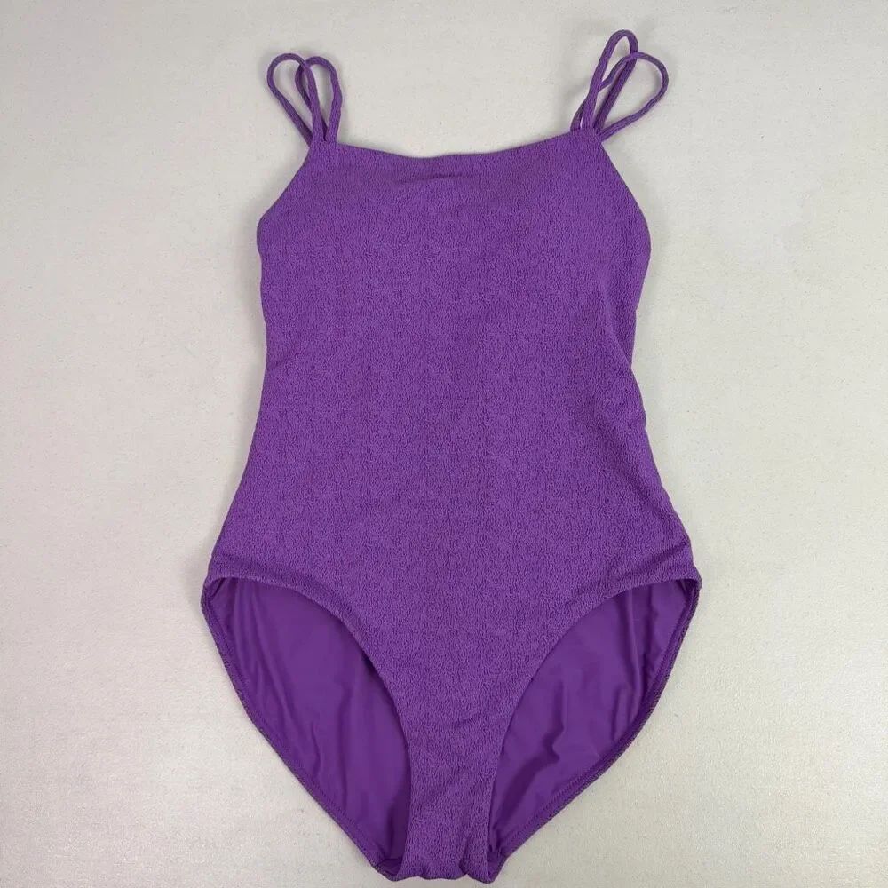 Calia size 6 Strappy Back One Piece Textured Swim Suit